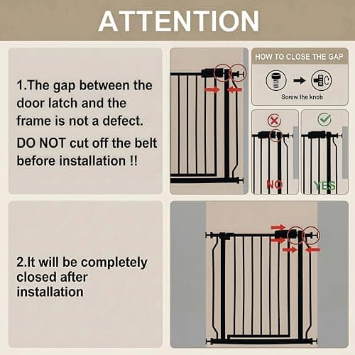 Vothco Wide Baby Gate 67-71.5 Inch Heavy Duty Steel Safety for Stairs, Pressure-Mounted Indoor Dog, No Drilling, Modern Home Design, Black thumbnail 7