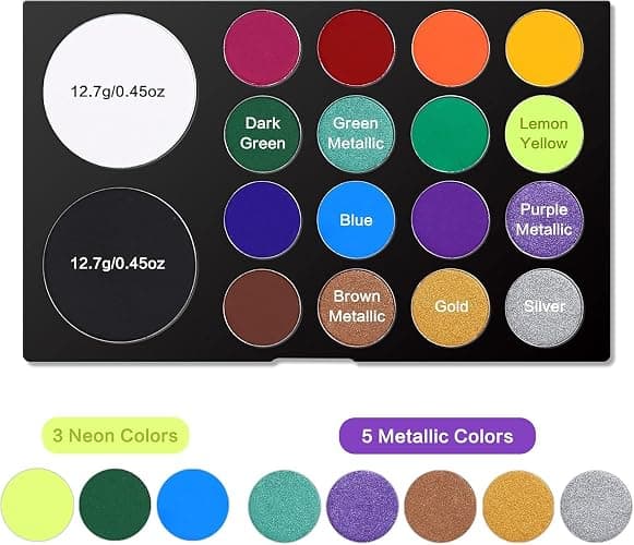 UCANBE Face & Body Paint, Water Activated SFX Makeup Palette - Extra Large White & Black Pan, Professional 18 Color Safe Non Toxic Art Painting Kit for Halloween, Cosplay, Parties, Theater & Stage thumbnail 6