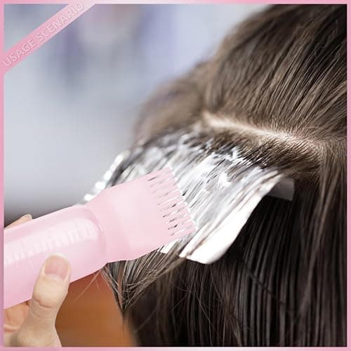 BLAAROOM 2Pack Root Comb Applicator Bottle - 6 Oz Hair Oil Applicator, Dye Bottle Tools with Oil Dispenser & Root Comb Brush - Pink thumbnail 6