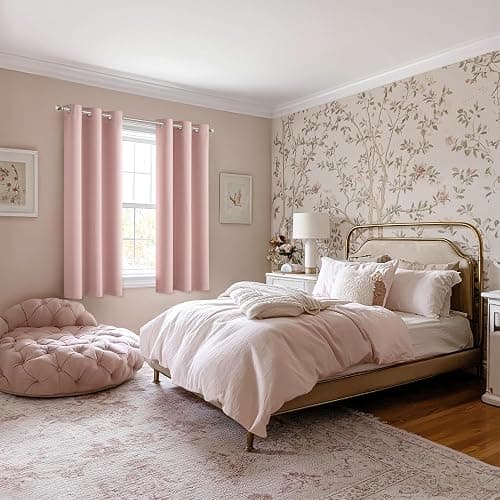 MIULEE Blackout Curtains for Bedroom 2 Panels 40 x 63 Inch Long Pink | Thermal Insulated, Living Room Darkening Grommet Drapes, Noise Reducing, Light Blocking Window Treatments thumbnail 6