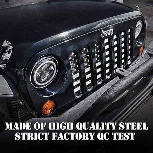 Xprite Aluminum Alloy Grill Insert Mesh with Black & White America U.S Flag Compatible with 2007-2018 Jeep Wrangler JK Stock Grille thumbnail 5
