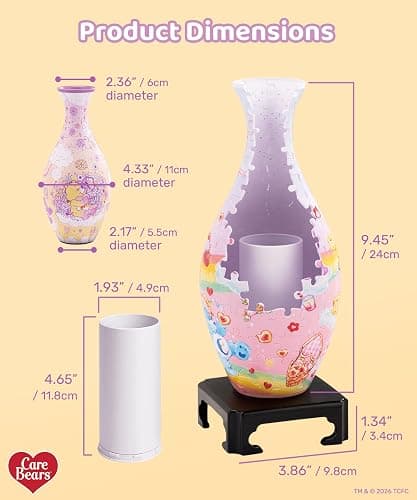 Care Bears™ by PieceRelax Unique Flower Vase - 3D Puzzle Vase for Adults to Flower Arrangement and Home Decoration Made By 160 Curved Plastic Puzzle Pieces - Blooming Love [S1047] thumbnail 2