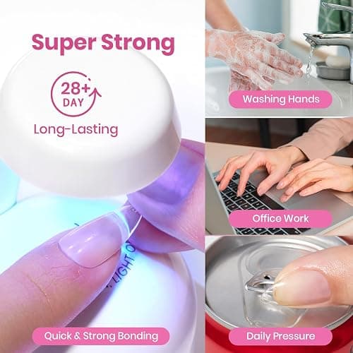Beetles Gel Nail Kit Etch-X, Almond Short, 288pcs 12 Sizes Nail tips, with 10ml Hema-Free Nail Glue Gel, Glue on Nails for Acrylic Press On Nail, Pre-Etched Half Matte Extension Set for Home DIY thumbnail 7