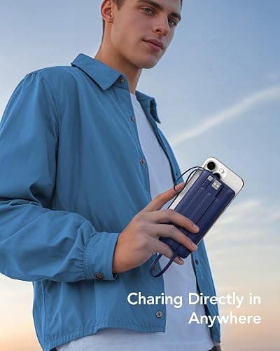 VRURC Portable Charger Buile-in 4 Cables 10000mAh, SlimPower Bank, 5 Output 2 Input Battery Pack, Built-in Micro & USB C Cables Compatible with iPhone 17,Samsung,Android-Navy Blue(1 Pack) thumbnail 8