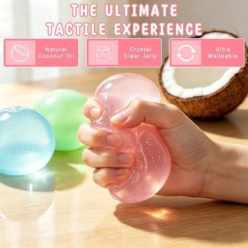 2PCS Coconut Oil Squishy, Coconut Oil Stress Ball, Slow Rising Squishy, Non-Sticky, Easy to Clean, Improving Focus, Or Easing Tension During Study, Work, Or Relaxation (Pink+Blue) thumbnail 5