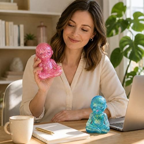 PRVCFZ 2 PCS Baby Squishy Pink and Blue Glitter Character Figurines, Colourful Desktop Decorations, Charming Ornaments for Home, Office, Shelf Display and Collection thumbnail 6