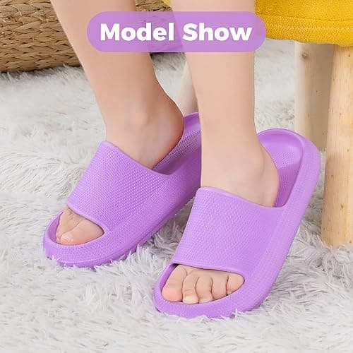 OUYADU Kids Cloud Slides Boys Girls Flip Flops Slip On Beach Sandals Youth Pool Shower Shoes EVA Summer Slippers（11 Little Kids - 6 Big Kids） thumbnail 2