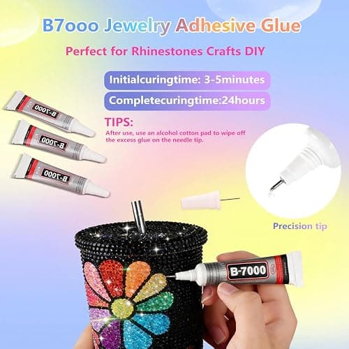 Yenamo 40 Colors Jelly Rhinestones for Bedazzling, 3mm 40000Pcs Multicolor Resin Flatback Gems for Diamond Art, Bedazzler Kit with 3Pcs 10ml B7000 Jewelry Glue for Crafting Book Shoes Nail Art thumbnail 6