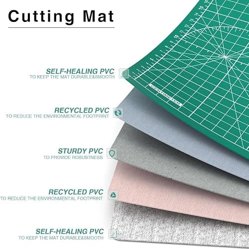 DIYSELF Cutting Mat - 8in6in, A5 Size, Double-Sided, Self-Healing Mat for Crafts, Sewing, Quilting & More - 8"L x 6"W - Green thumbnail 3