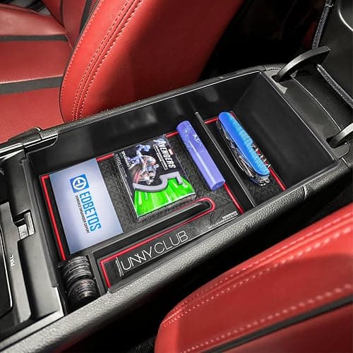 EDBETOS Center Console Organizer Tray Compatible with Kia K5 GT Line DL3 Accessories 2021-2023 2024 2025 2026 Interior Secondary Armrest Storage Box, ABS Material Insert Tray, Red Trim thumbnail 2