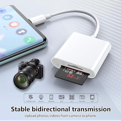 SD Card Reader for iPhone17/16/15,Support SD, Micro SD | USB C Memory Card Reader,Digital Camera Adapter to MacBook/USB-C Laptop thumbnail 6