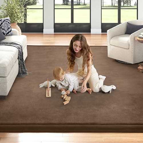 ILPEOD Baby Play Mat for Floor Nursery Rug Muscle Mat Area Rug Playroom Rug 50"x50" Playpen Mat Memory Foam 1.3" Thick Crawling Mat for Babies,Toddlers, Infants, Kids,Camel thumbnail 5