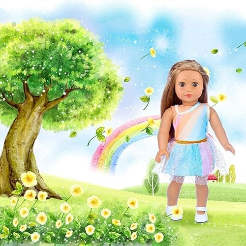ZITA ELEMENT 11 Pcs American Doll Clothes Dress and Accessories - 5 Sets Doll Outfits + 2 Pairs Shoes thumbnail 7