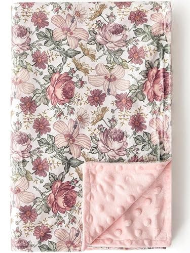 Baby Blankets for Unisex Boys Girls, Soft Plush Minky Blanket with Double Layer Dotted Backing for Infant Newborn Toddler, Vintage Floral Western Wild Flowers 30 x 40 Inch (Vintage Floral) - Image 1