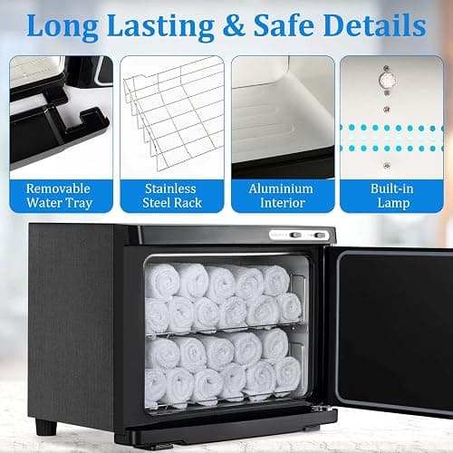 Hot Towel Warmer Cabinet with LED Light - JXSDLIY 23L Large Capacity Towel Cabinet for Bathroom 2-in-1 Professional Hot Towel Warmers for Facials SPA Massage Salon Heats Up Quick Towel Heater (black) thumbnail 2
