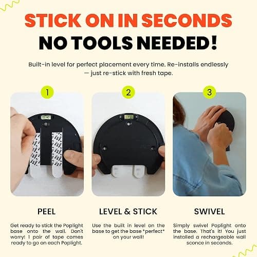 Poplight Wireless Wall Sconce (Shark Tank) Rechargeable & Dimmable LED Light w/App Control & Damage-Free Install, Moveable Modern Ambient Lighting for Elegant Home & Bedroom Decor | Sage Green thumbnail 5