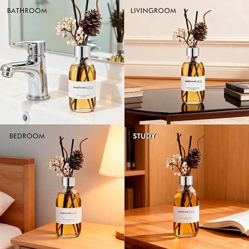 Clesh Reed Diffuser Set, 6.7 oz Sandalwood Scented Diffuser with Sticks, Home Fragrance Reed Diffuser for Bathroom Shelf Decor thumbnail 7