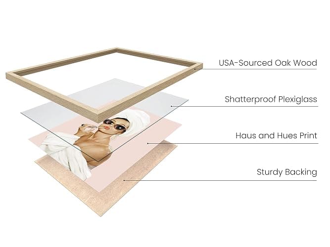 HAUS AND HUES Audrey Hepburn Wall Art – Pink Framed Poster, Glam Makeup Decor, Celebrity Vogue Print for Bedroom or Vanity (Beige Frame, 12x16) thumbnail 4