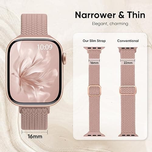 5 Pack Slim Braided Stretchy Bands Compatible with Apple Watch Band 40mm 41mm 42mm 38mm 44mm 45mm 46mm 49mm Women Men, Thin Elastic Nylon Solo Loop Straps for iWatch Series 10 9 8 7 6 5 4 3 11 SE 2/1 thumbnail 2