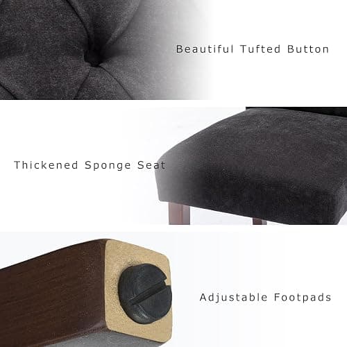 COLAMY Button Tufted Dining Chairs Set of 6, Parsons Upholstered Fabric Dining Room Chairs Kitchen Chairs with Wood Legs and Padded Seat, Black thumbnail 6