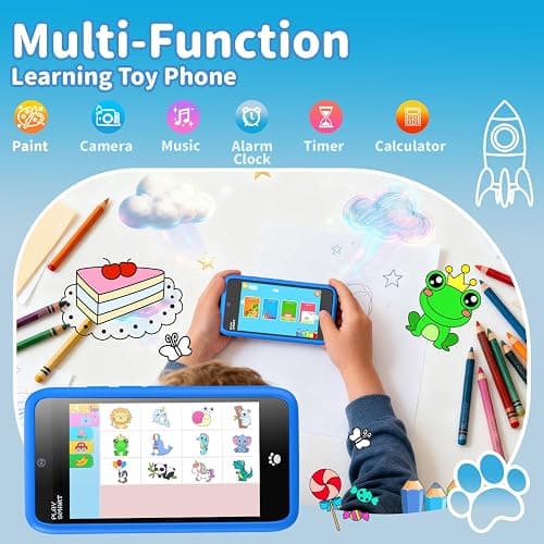 MOMILLA Toys Kids Smart Phone, 3.97" Screen Dual Cameras w/ 21 Stickers, Birthday Gifts for Kids, 16GB Toddler Learning Cell Phone with Games, Boys Girls Toys for Age 3 4 5 6 7 8 9 Year Old thumbnail 3