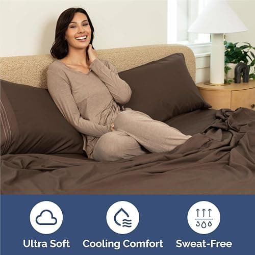 Full Size 4 Piece Sheet Set - Comfy Breathable & Cooling Bed Sheets Set - Hotel Luxury Bedding for Women, Men, Kids, Teens, Boys & Girls - Deep Pockets, Ultra-Soft and Wrinkle Free - Oeko-Tex - Brown thumbnail 4