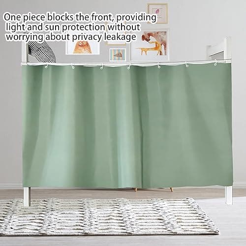 AUCOOMA Thickened Blackout Bunk Bed Curtains Dorm Room Privacy Canopy Bottom Loft, Green, 1 Piece thumbnail 6