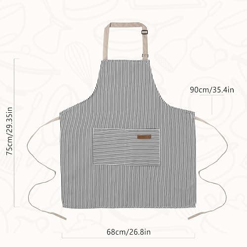 ARBINSON 2 Pack Cooking Aprons Adjustable Bib Apron for Women with 2 Pockets, Kitchen Restaurant Men Chefs Aprons thumbnail 4