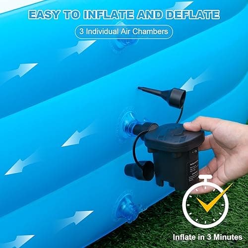 Longten Large Inflatable Pool with Pump, 130" x 72" x 22" Oversized Thickened Blow Up Pools for Adults, Family Swimming Pool for Backyard, Outdoor, and Summer Water Party - light blue thumbnail 5