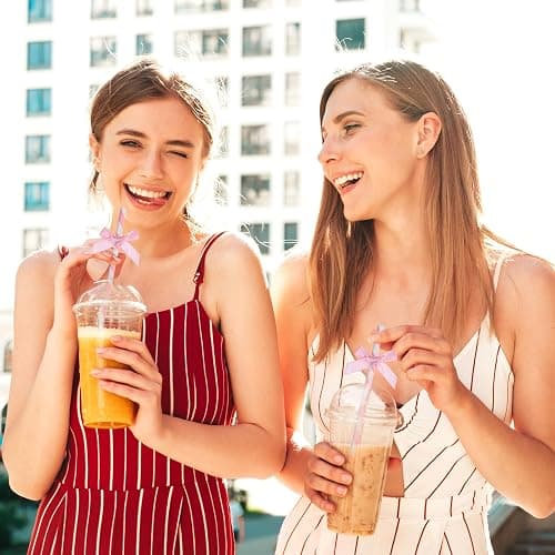 30Pcs Pink Paper Straws for Drinking, Cute Pink Bow Party Straws Bulk for Juice Coffee Tea Cocktail Milkshake thumbnail 7