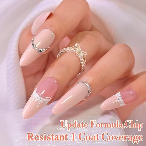 Double Rhythm 0.5 Oz Gel Nail Polish Neutral Natural Same Color Same Bottle Translucent Light Milky Pastel 15ML Manicure French Design Art DIY at Home (Nude Pink-A1515) thumbnail 7