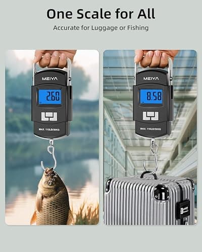 MEIYA Fish Scale 110lb/50kg Digital Fishing Scale with Backlit LCD, Portable Handle, Stainless Steel Hook & 2 AAA Batteries – Reliable Fishing Gear & Great Fishing Gifts for Men thumbnail 5