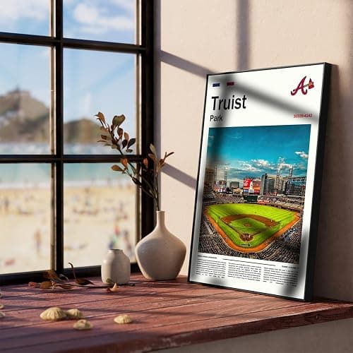 TruistPark Stadium Poster (L17 xW11 Wrapped Canvas) Atlanta Bay Ballpark Wall Art Print, Braves Retro Retro Sports Poster, Gift for Baseball Fans Supporters thumbnail 4