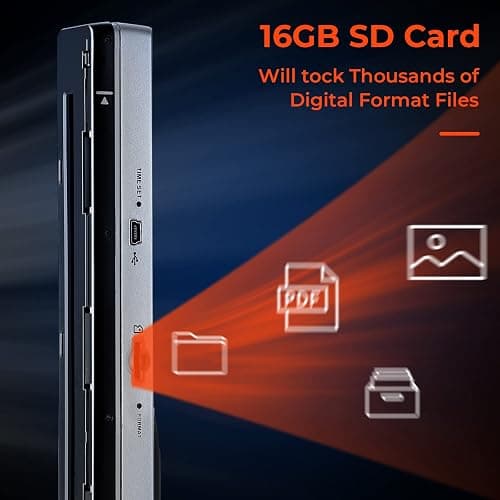 MUNBYN Portable Scanner, Photo Scanner for A4 Documents Pictures Pages Texts in 900 DPI, Flat Scanning, Include 16G SD Card, Wand Document Reader Uploads Images to Computer Via USB Cable, No Driver thumbnail 7