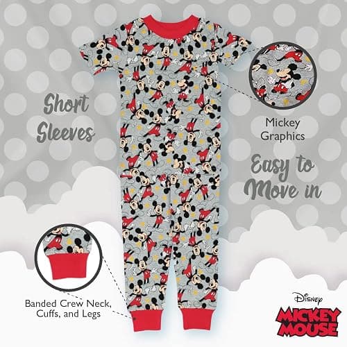 Disney unisex-child 6-piece Snug-fit Cotton Pajama Set, Soft & Cute for Kids thumbnail 4