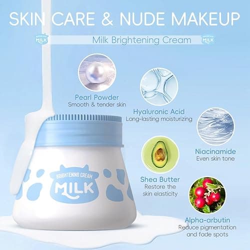 Milk Skin Care Sets&Kits,Beauty Gift Sets for Teenage Girls,Skincare Set-Cleanser,Eye Cream,Moisturizer, Sunscreen,Hand Wax,Cream,Facial Kits for Women,Deep Hydrating (One Size, Milk-Wash Bag Set) - Milk-Wash Bag Set - One Size thumbnail 4