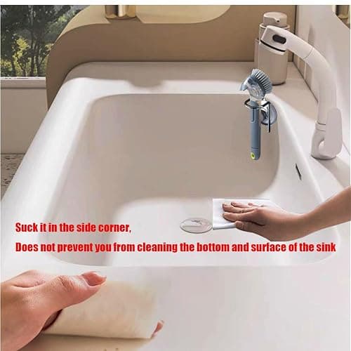 WSOQYEO Soap Dispensing Palm Brush Holder for Kitchen Brush Dish Brush with Soap Dispenser Pot with a Traceless Suction Cup (Closed Brush Holder) thumbnail 5