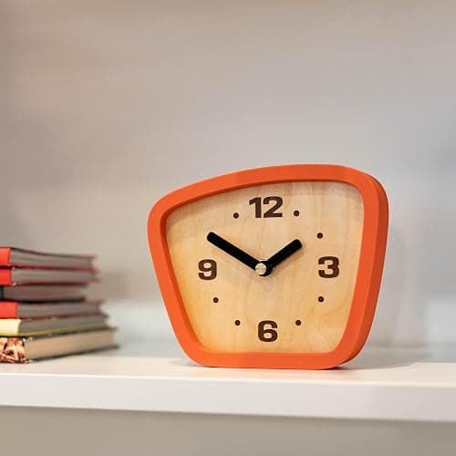 Little Top Creations Handcrafted Mid-Century Modern Clock – Silent Movement for Desk, Table & Mantel, No-Ticking Analog MCM Decor | Made in USA thumbnail 5