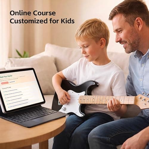 GOLDRIFF 30in Kids Electric Guitar Starter Kit for Beginners, Mini Electric Guitar with 5W Amp, Gig Bag, Strap, Extra Strings, Cable, 6 Picks, Clean Cloth and Free Online Lessons (Black) thumbnail 6