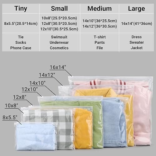 Svaldo Swimsuit Bags Storage Clear, Clothing Packaging Bags for Bikini, Swimwear, Bathing Suit Storage, T Shirt Packaging, 10x8 inch, Pack of 25, 3 Mil with Vent Holes - 10x8"/Pack of 25 - Clear thumbnail 2