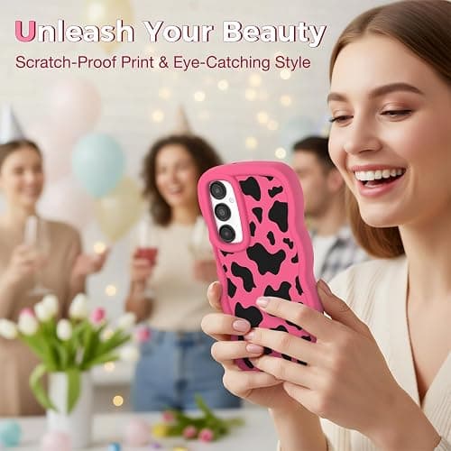 CASBST Compatible with Galaxy A15 5G Phone Case for Women Girls, Curly Wavy Frame with Cute Pattern, Aesthetic Slim Soft Silicone TPU Bumper Shockproof Phone Case for Samsung A15 - Cow Spot thumbnail 6