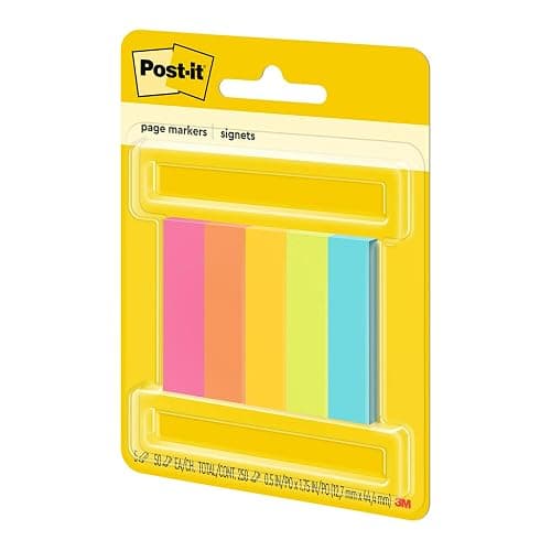 Post-it Page Markers, Assorted Colors, 1/2 in x 2 in, 50 Sheets/Pad, 5 Pads/Pack (670-5AF) thumbnail 4