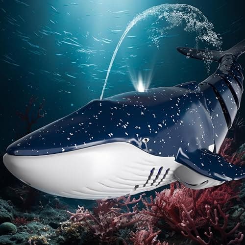 2.4Ghz Remote Control Whale Shark Toys for Boys Kids, 1:18 Scale High Simulation Whale Shark for Pool, Electric RC Shark Fish Toys with Light & Spray Water Function for 4 5 6 7 8 9 Year olds Kid thumbnail 2