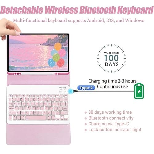 LUIOOXEIM Keyboard Case for Samsung Galaxy Tab A11+ Plus/A9+ Plus 11 Inch | Detachable Folio Keyboard Cover with S Pen Holder, Lightweight Mouse Detachable Keyboard, for Work, Study & Travel thumbnail 4