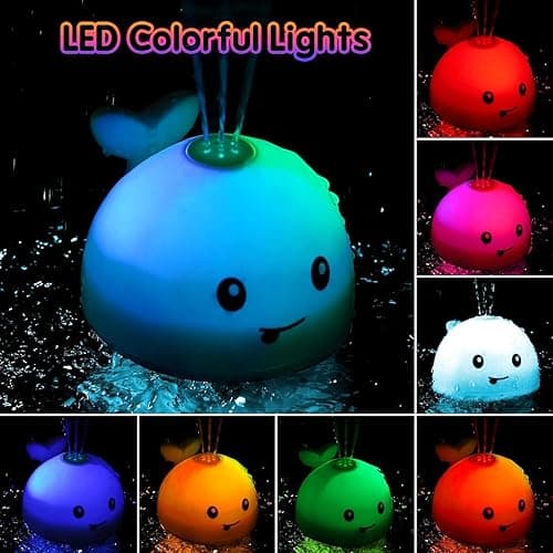 ANGGIKO Baby Bath Toys, Toddler Bath Toys for Kids Ages 1-3, Light Up Whale Bath Toy Sprinkler, Pool Water Table Infant Baby Toys 6-12-18 Months, Bathtub Fountain Toy, Toddler 1st Birthday 1 2 3 Gifts thumbnail 7