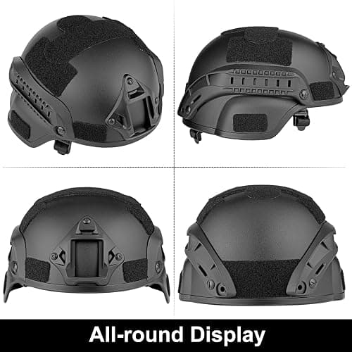 VPZENAR Airsoft Helmet,Black Tactical Helmet,Airsoft Mask Mesh,Elastic Balaclava Mask, Anti Fog Airsoft Goggles, Tactical Full Face Protection, Airsoft Accessories,Military Gear thumbnail 2