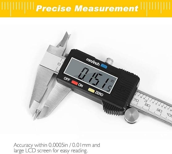 Adoric Digital Caliper, Electronic Digital Caliper Stainless Steel Body with Large LCD Screen | 0-6 Inches | Inch/Millimeter Conversion thumbnail 3