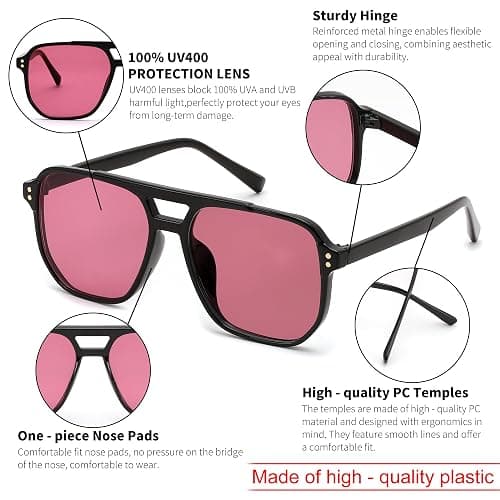 FEISEDY Retro Square Aviator Sunglasses Women Men 70s Vintage Trendy Plastic Frame Sun Glasses B2835 thumbnail 4