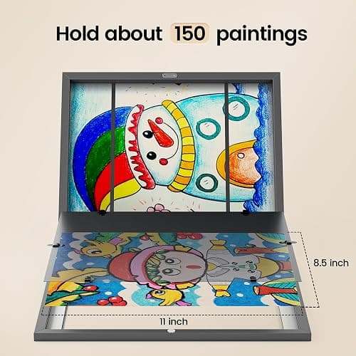 BAIJIALI Black Art Frames for Kids Artwork - Front Opening Holds 150 Drawings, 3D Crafts - 2 Packs 8.5x11 with mat or 9x12 without Mat thumbnail 3