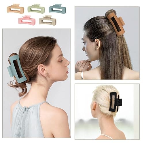 Mandydov 8 Pcs Large Hair Claw Clips 4.1 Inch Non-slip Big Square Matte Claws for Women, Strong Hold Banana Clips for Thick Thin Hair thumbnail 6